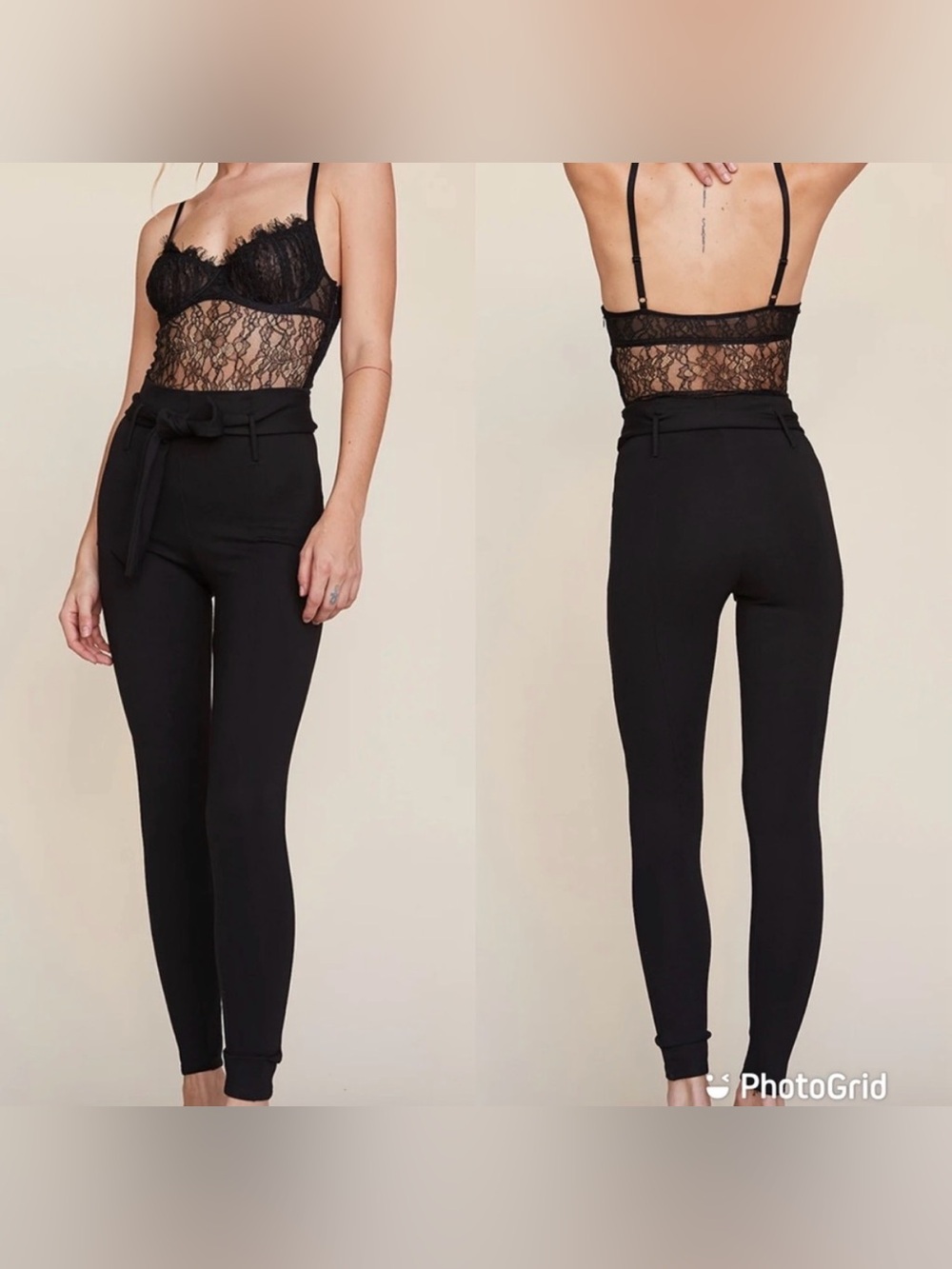 LPA High Waisted Belted Leggings Small Black Party Going Out City Chic Minimal